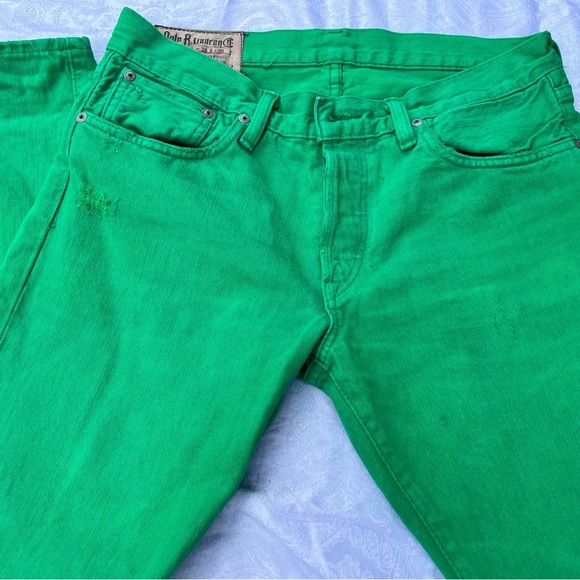 Ralph Lauren Raw Green Button Fly 30/30 Jeans RARE - Picture 2 of 9